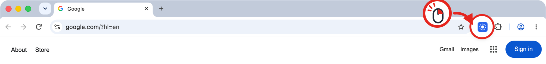Click the Blur Picture icon on the Chrome toolbar.