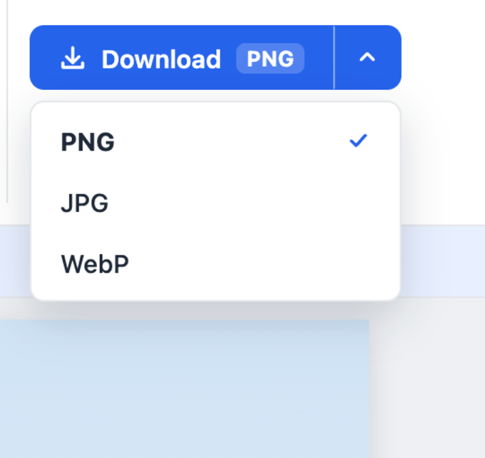 The Download button supports PNG, JPG, and WebP formats.